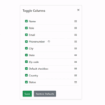 Table column reorder UI using bootstrap